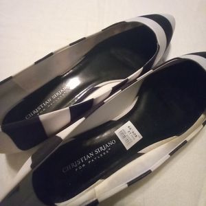 Pinstripe ladies pointed toe flats